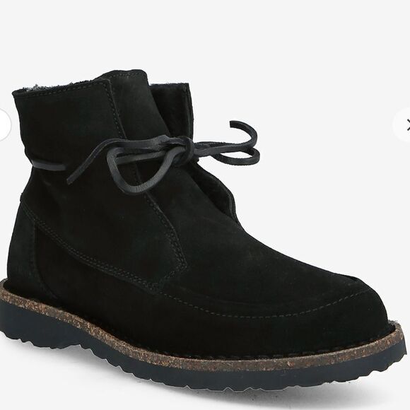 NWT Birkenstock Bakki Suede Leather Bootie Cork Sole Slip On Shoe Narrow Furry - Picture 2 of 14